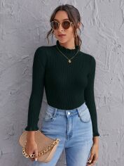 Акція на Гольф-водолазка жіноча SHEIN GD-00100900 S Темно-зелена від Rozetka