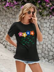 Акція на Жіноча футболка SHEIN GD-00154395 S Чорна від Rozetka