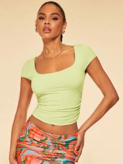 Акція на Футболка жіноча SHEIN GD-00122940 S Світло-зелена від Rozetka