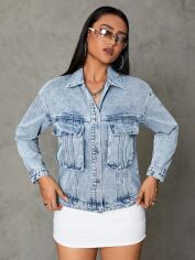 Акція на Сорочка джинсова жіноча SHEIN GD-00153360 XS Блакитна від Rozetka