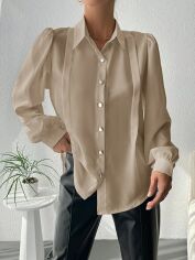 Акція на Сорочка оверсайз жіноча SHEIN GD-00130739 S Світло-бежева від Rozetka