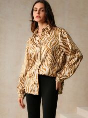 Акція на Сорочка оверсайз жіноча SHEIN GD-00147399 M Пісочна від Rozetka