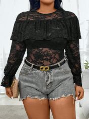 Акція на Блузка жіноча SHEIN GD-00137155 XL Чорна від Rozetka