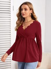 Акція на Блузка жіноча SHEIN GD-00083479 L Бордова від Rozetka