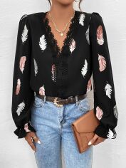 Акція на Блузка жіноча SHEIN GD-00160258 XS Чорна від Rozetka