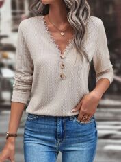 Акція на Блузка жіноча SHEIN GD-00099127 S Світло-бежева від Rozetka