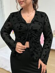 Акція на Блузка жіноча SHEIN GD-00095880 4XL Чорна від Rozetka