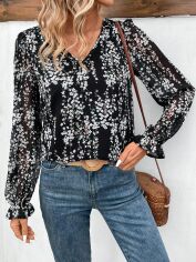 Акція на Блузка жіноча SHEIN GD-00149561 S Чорна від Rozetka