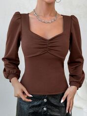 Акція на Блузка жіноча SHEIN GD-00160133 M Коричнева від Rozetka