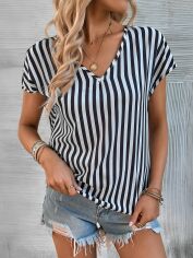 Акція на Блузка жіноча SHEIN GD-00153191 XS Чорна з білим від Rozetka
