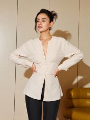 Акція на Блузка жіноча SHEIN GD-00111494 XL Молочна від Rozetka