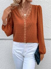 Акція на Блузка жіноча SHEIN GD-00146026 M Коричнева від Rozetka