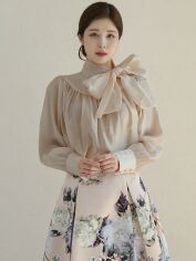 Акція на Блузка жіноча SHEIN GD-00149361 S Світло-бежева від Rozetka