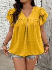 Акція на Блузка жіноча SHEIN GD-00138816 2XL Гірчична від Rozetka