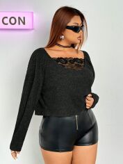 Акція на Світшот жіночий SHEIN GD-00154866 2XL Чорний від Rozetka
