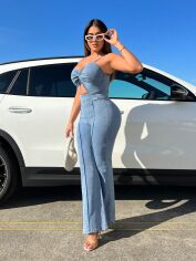 Акція на Комбінезон жіночий SHEIN GD-00112943 L Блакитний від Rozetka