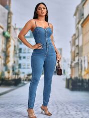 Акція на Комбінезон жіночий SHEIN GD-00161626 S Синій від Rozetka