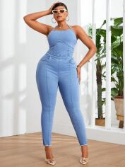 Акція на Комбінезон жіночий SHEIN GD-00138579 2XL Блакитний від Rozetka