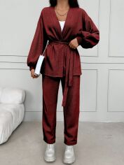 Акція на Костюм жіночий SHEIN GD-00149261 S Бордовий від Rozetka