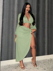 Акція на Костюм жіночий SHEIN GD-00139898 4XL Світло-зелений від Rozetka