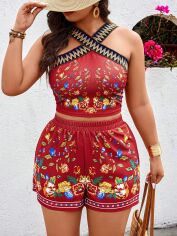 Акція на Костюм жіночий SHEIN GD-00163492 XL Бордовий від Rozetka