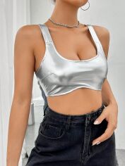 Акція на Топ жіночий SHEIN GD-00148442 L Срібний від Rozetka