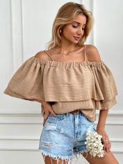 Акція на Топ жіночий SHEIN GD-00153599 XS Світло-бежевий від Rozetka