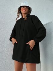 Акція на Худі жіноче SHEIN GD-00149245 S Чорне від Rozetka