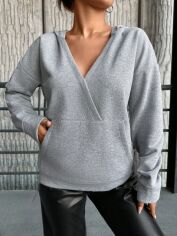 Акція на Худі жіноче SHEIN GD-00123127 S Світло-сіре від Rozetka