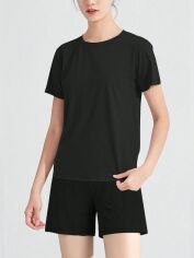 Акція на Футболка жіноча SHEIN GD-00142474 L Чорна від Rozetka