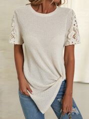 Акція на Жіноча футболка SHEIN GD-00149831 S Кремова від Rozetka