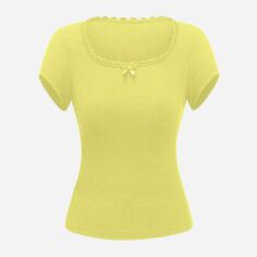Акція на Футболка жіноча SHEIN GD-00153829 XS Жовта від Rozetka