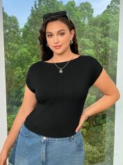 Акція на Футболка жіноча SHEIN GD-00136142 XL Чорна від Rozetka