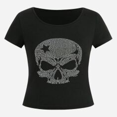 Акція на Футболка жіноча SHEIN GD-00137926 2XL Чорна від Rozetka
