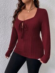 Акція на Футболка жіноча SHEIN GD-00163664 3XL Бордова від Rozetka