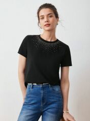 Акція на Футболка жіноча SHEIN GD-00146867 M Чорна від Rozetka