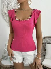 Акція на Футболка жіноча SHEIN GD-00122963 XS Рожева від Rozetka