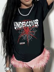 Акція на Футболка жіноча SHEIN GD-00154734 XL Чорна від Rozetka