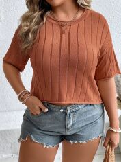 Акція на Футболка жіноча SHEIN GD-00138441 2XL Теракотова від Rozetka