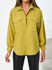 Акція на Сорочка бавовняна жіноча SHEIN GD-00099148 XL Оливкова від Rozetka