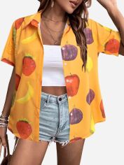 Акція на Сорочка оверсайз жіноча SHEIN GD-00153852 XS Помаранчева від Rozetka