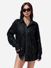 Акція на Сорочка жіноча SHEIN GD-00146834 M Чорна від Rozetka
