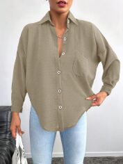 Акція на Сорочка оверсайз жіноча SHEIN GD-00104039 S Бежева від Rozetka