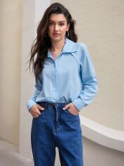 Акція на Сорочка жіноча SHEIN GD-00152164 XL Блакитна від Rozetka