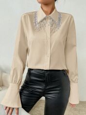 Акція на Сорочка жіноча SHEIN GD-00143602 L Світло-бежева від Rozetka