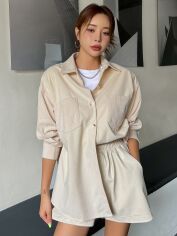 Акція на Сорочка оверсайз жіноча SHEIN GD-00142584 L Світло-бежева від Rozetka