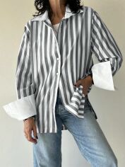 Акція на Сорочка оверсайз жіноча SHEIN GD-00134032 S Сіра від Rozetka