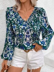 Акція на Блузка жіноча SHEIN GD-00153385 XS Зелена від Rozetka