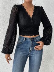 Акція на Блузка жіноча SHEIN GD-00143177 L Чорна від Rozetka