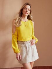 Акція на Блузка жіноча SHEIN GD-00111235 XS Жовта від Rozetka